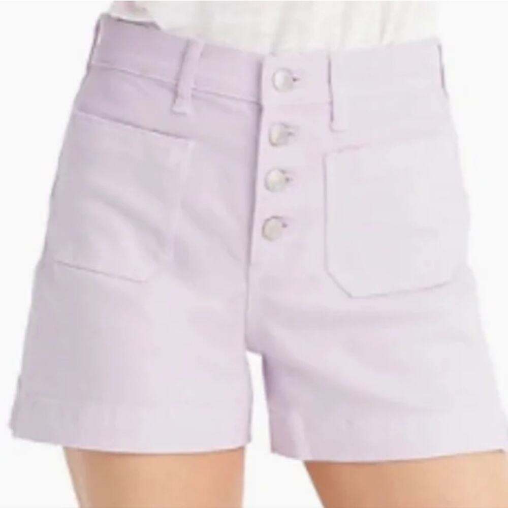 J. Crew Garment Dyed Cotton Japanese High Rise Denim Jean Shorts 30 Lavender